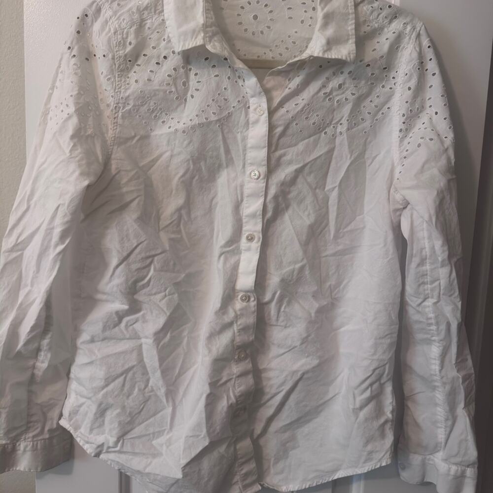 White Eyelet Button-Up Shirt